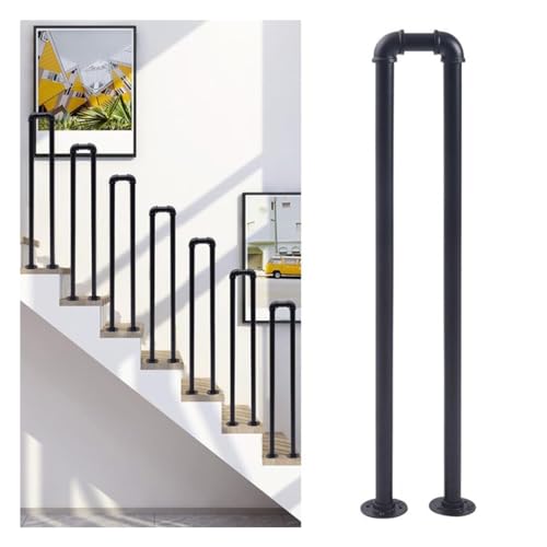 AMZBNEIDI U-förmiges Treppengeländer, Treppengeländer aus Schmiedeeisen, U-förmig, for drinnen und draußen, Schwarz, Größe 35–90 cm(EU 35cm/13.78ft) von AMZBNEIDI