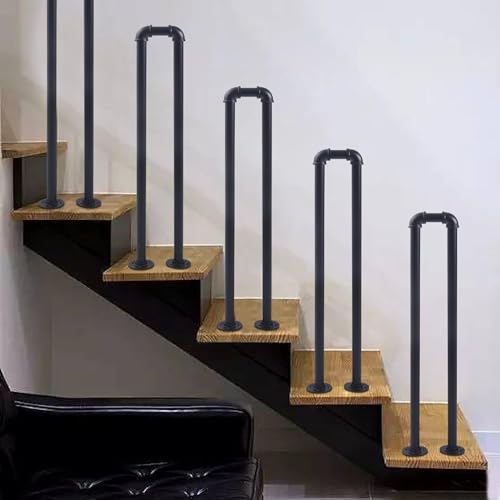 AMZBNEIDI U-förmiges Treppengeländer, Treppenhandlauf aus Metall in U-Form for Innen und Außen, Schwarz, in 35-95 cm(U 85 cm) von AMZBNEIDI