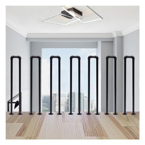 AMZBNEIDI U-förmiges Treppengeländer, U-förmiger Rohr-Treppenhandlauf 35-90 cm Schwarzes Eisen-verzinktes Rohr(U 55 cm) von AMZBNEIDI