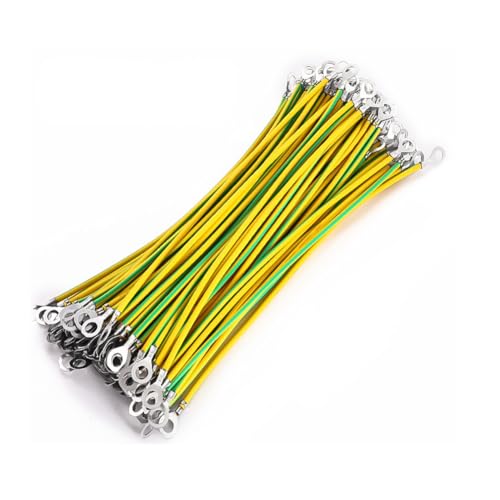 Auto-Erdungsband, Schwerlast-Motor-Erdungsband, Gelb und grün zweifarbige Brücke Jumper Kupferverbindung 30 Stück Öffnung 5mm(6#250mm) von AMZBNEIDI