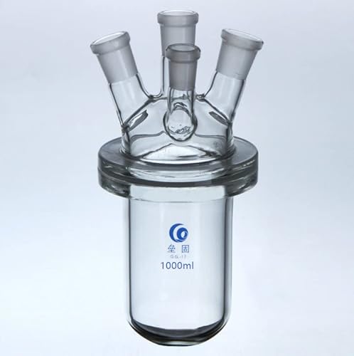 Labor-Borosilikatglas-Kolben. 1 Satz 500 ml 1000 ml 2000 ml Medizinischer Glasreaktor mit 4 Hälsen in Tonnenform mit vier Öffnungen(2000ml 29x24x3) von AMZBNEIDI