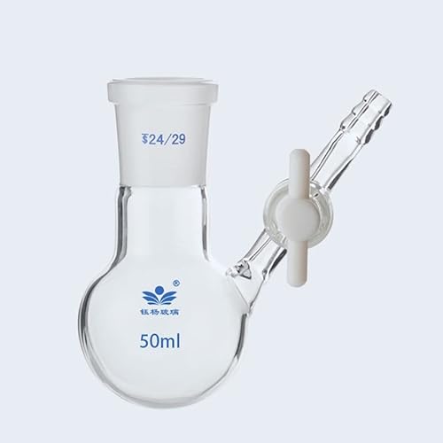 Labor-Borosilikatglas-Kolben. 1 Stück 10 ml bis 1000 ml Labor-Reaktionskolben in Kugelform aus Silikatglas mit PTFE-Kolben(25ml caliber19) von AMZBNEIDI