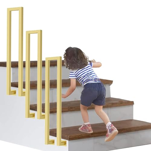 U-förmiges Treppengeländer, U-förmiges Treppengeländer for den Innen- und Außenbereich, Balkon, Dachboden, Flur, Mehrfarbig(Golden,U 65cm) von AMZBNEIDI