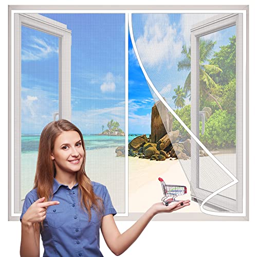 Fliegengitter Fenster, 85x110 cm Magnet Insektenschutz Fenster, Magnetverschluss, für KellerFenster Wohnzimmer TerrassenFenster, Fliegenschutz ohne Bohren- Weiß H von AMZBSGD
