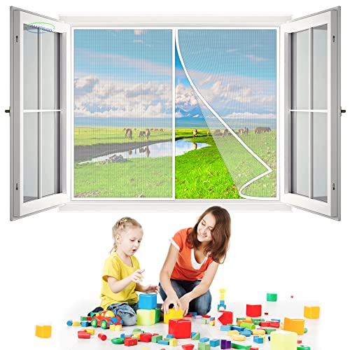 Fliegengitter Fenster Magnet, 85x110 cm Fliegengitter Fenster Insektenschutz Frei Magnetisch für BalkonFenster Wohnzimmer TerrassenFenster- Weiß H von AMZBSGD