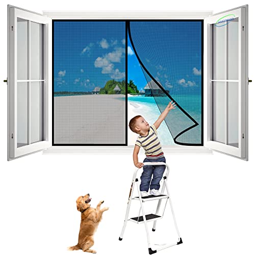 Magnet Insektenschutz Balkon Fenster, 60x100 cm Kinderfreundlich Moskitonetz Fenster Moskitonetz Fenster Magnet Magnetvorhang für Wohnzimmer- Schwarz H von AMZBSGD