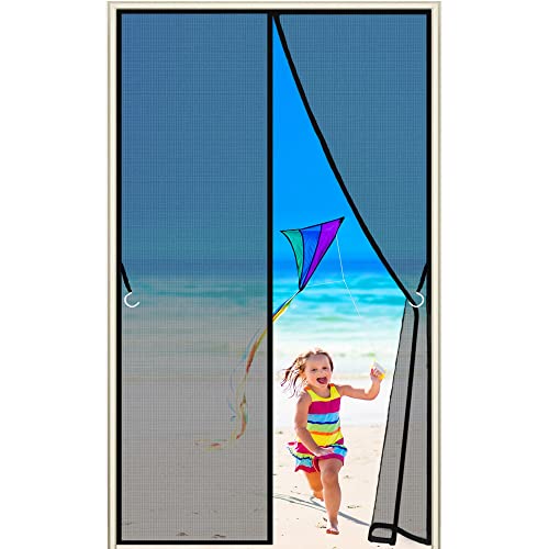 Sommer Insektenschutz Türvorhang Fliegennetz Türen Fliegengitter Faltbar, 190x250cm, Anpassbare, mit Magnetvorhang & starken Magneten Mückennetz Moskitonetz Insektennetz, Schwarz von AMZBSGD
