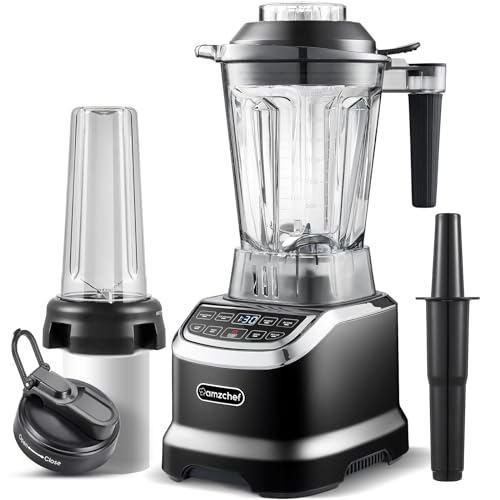 AMZCHEF 2-IN-1 Standmixer mit Zwei Mischbehälter - Blender mixer Hochleistungsmixer 1800 Watt - 1,85 Liter&600ML mixer Smoothie Maker mit 6 Klingen - Tragbarer 600ml Bullet Mixer mit Deckel von AMZCHEF
