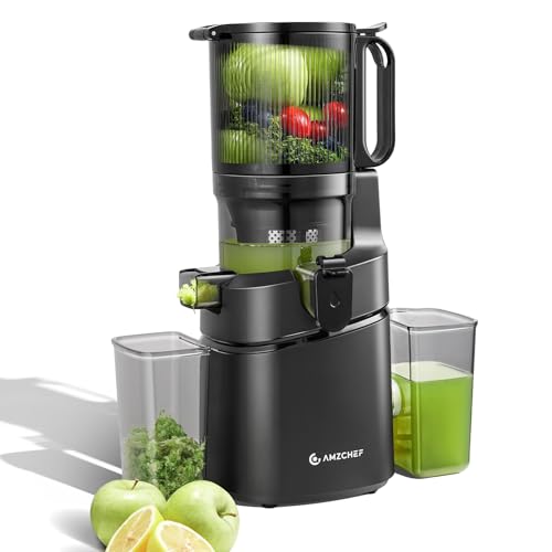 AMZCHEF 250W Automatischer All-In-One Entsafter, 135MM Öffnung und 1,8L entsafter für Gemüse und Obst, Entsafter Slow Juicer Testsieger mit Dreifachem Filter - Schwarz von AMZCHEF