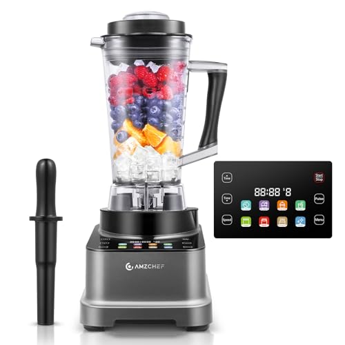 AMZCHEF 8-IN-1 Multi Standmixer mit Auto-IQ | 2000W Hochleistungsmixer mit LCD-Touchscreen | 2L Blender mit 8 Intelligente Menüs und 10 Geschwindigkeiten für die Küche | Grau von AMZCHEF