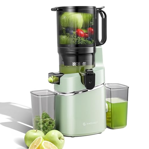 AMZCHEF Automatischer All-in-One Entsafter, 135MM Öffnung und 1,8L Entsafter für Gemüse und Obst, 250W Entsafter Slow Juicer Testsieger mit Dreifachem Filter - Grün von AMZCHEF