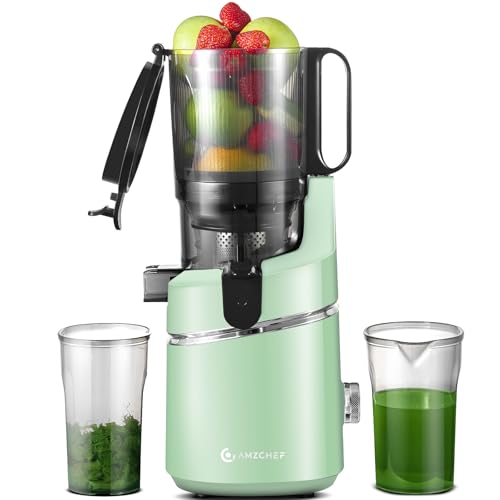 AMZCHEF Automatischer All-in-One Entsafter, 135MM Öffnung und 1,8L Masticating Juicer für Gemüse und Obst, 250W Slow Juicer Testsieger mit Dreifachem Filter - Grün von AMZCHEF