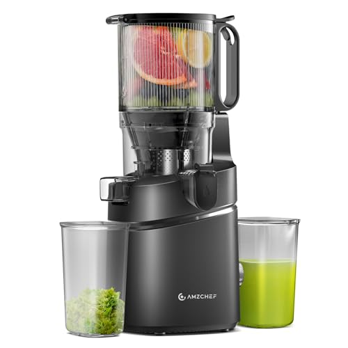 AMZCHEF Automatischer All-in-One Entsafter, 135MM Öffnung und 1,8L Masticating Juicer für Gemüse und Obst, 250W Slow Juicer Testsieger mit Dreifachem Filter - Schwarz von AMZCHEF