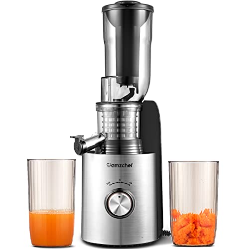 AMZCHEF Entsafter Slow Juicer mit 2 Patentierten Filtern - 250W Entsafter Gemüse und Obst Testsieger - Kaltpress Entsafter 85MM breiter Schacht, Leiser Motor, Rückwärts Funktion - Schwarz… von AMZCHEF