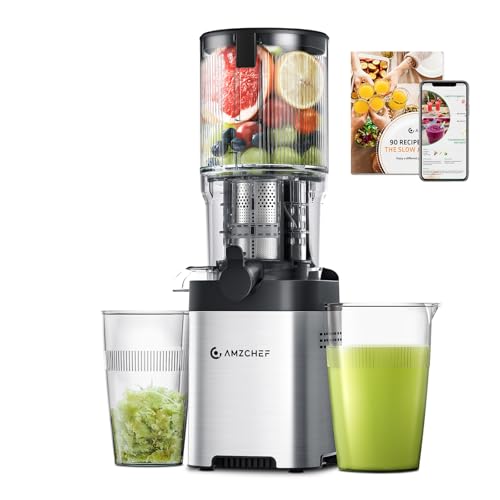 AMZCHEF Entsafter mit zwei Schnecken für automatische Zuführung und Mastikation für freie Hände - Slow Juicer mit 126MM Öffnung und 2 Liter Kapazität für ganze Gemüse und Obst - Silber AMZCHEF Entsafter mit zwei Schnecken für automatische Zuführung und Mastikation für freie Hände - Slow Juicer mit 126MM Öffnung und 2 Liter Kapazität für ganze Gemüse und Obst - Silber von AMZCHEF