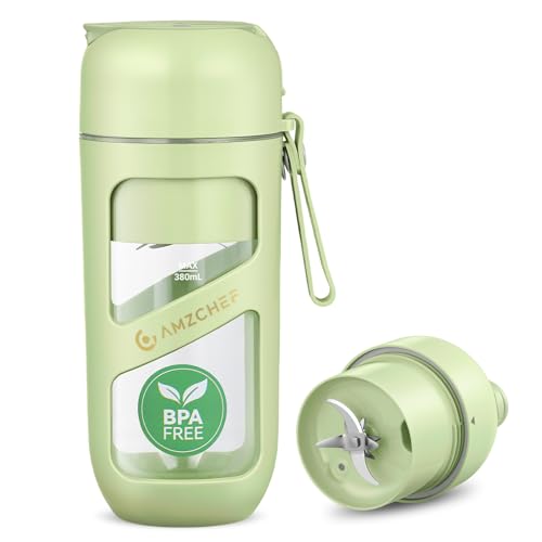 AMZCHEF Smoothie Maker To Go - Antioxidantien Vakuum Bottle Blender mit 10 Klingen für Fresh Juice, Smoothie und Shake - Mini Tragbarer Mixer für Sport, Reisen - Grün AMZCHEF Smoothie Maker To Go - Antioxidantien Vakuum Bottle Blender mit 10 Klingen für Fresh Juice, Smoothie und Shake - Mini Tragbarer Mixer für Sport, Reisen - Grün von AMZCHEF