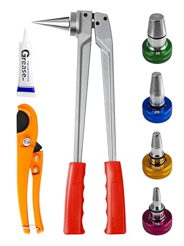 AMZCNC Handbuch PEX-Erweiterung Werkzeug-Set, PEX-A Expander-Werkzeug-Set mit 16mm 20mm 25mm 32mm Expansionsköpfen, PEX-Rohr-Expander-Schneider für (16MM 20MM 25MM 32MM), AMZ-F1960 von AMZCNC