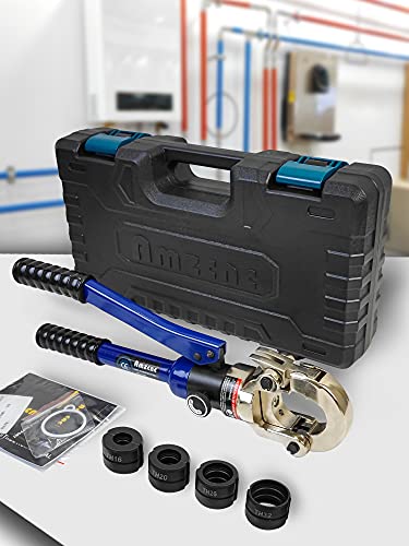 AMZCNC Profi Presszange TH-Kontur 16-20-26-32 Set Presswerkzeug,für Verbundrohr mit Fittings der TH-Kontur, Backeneinsätze TH16,TH20,TH26,TH32 incl. von AMZCNC