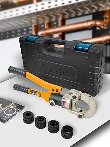 AMZCNC Profi Presszange TH-Kontur 16-20-26-32 Set Presswerkzeug mit 360° drehbarem Kopf,für Verbundrohr mit Fittings der TH-Kontur, Backeneinsätze TH16,TH20,TH26,TH32 incl von AMZCNC
