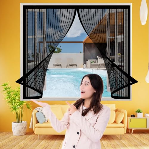 Fliegengitter Fenster 126 x 140 cm, Insektenschutz Polyester Atmungsaktiver Masche, Einfache Installation für Alle Arten von Fenstern, Schwarz Fliegengitter Fenster 126 x 140 cm, Insektenschutz Polyester Atmungsaktiver Masche, Einfache Installation für Alle Arten von Fenstern, Schwarz von AMZERO
