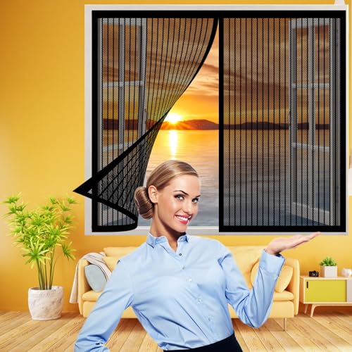 Fliegengitter Fenster 220 x 130 cm, Insektenschutz Fliegenvorhang Moskitonetz Fenster, Luft Kann Frei Strömen für Alle Fenster, Schwarz Fliegengitter Fenster 220 x 130 cm, Insektenschutz Fliegenvorhang Moskitonetz Fenster, Luft Kann Frei Strömen für Alle Fenster, Schwarz von AMZERO