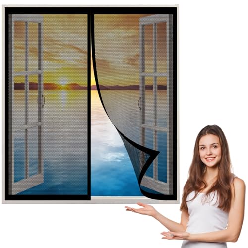 Fliegengitter Fenster 60 x 60 cm, Insektenschutz Fliegengitter Fenster Magnet Mückenschutz, Luft Kann Frei Strömen für Alle Arten von Fenstern, Schwarz von AMZERO