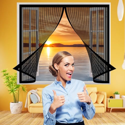 Fliegengitter Fenster 82 x 184 cm, Insektenschutz Selbstklebendes Fliegengitter für Fenster, Automatisches Schließen für Windows/Wohnzimmer Fenstern, Schwarz Fliegengitter Fenster 82 x 184 cm, Insektenschutz Selbstklebendes Fliegengitter für Fenster, Automatisches Schließen für Windows/Wohnzimmer Fenstern, Schwarz von AMZERO