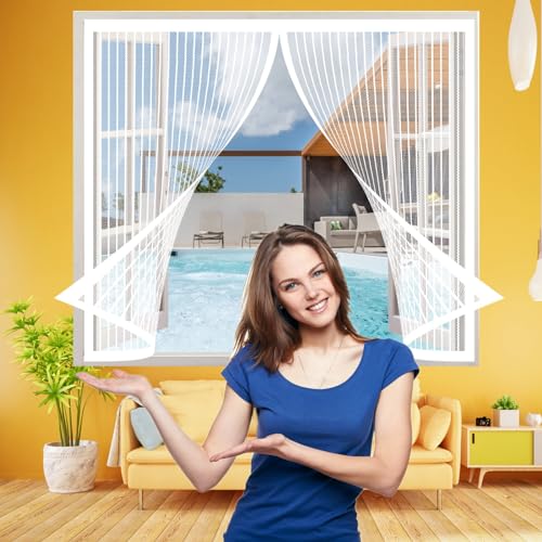 Magnet Fliegengitter Fenster 132 x 132 cm, Insektenschutz Klettband Fliegengitter Fenster mit Klettband, Ohne Bohren für Alle Arten von Fenstern, Weiß Magnet Fliegengitter Fenster 132 x 132 cm, Insektenschutz Klettband Fliegengitter Fenster mit Klettband, Ohne Bohren für Alle Arten von Fenstern, Weiß von AMZERO
