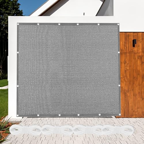 Sonnensegel 40 x 250 cm Rechteckig Atmungsaktiv Sonnenschutz Windschutz Schattentuch Segel Baldachin inkl Befestigungsseile für Garten Camping, Hellgrau von AMZERO