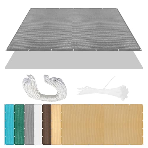 Sonnensegel Sonnenschutz 1 x 1.2 m Rechteckig Atmungsaktiv 98% UV Schutz Windschutz Überdachung Plane mit Ösen Und Befestigungsseile für Garten Terrasse, Hellgrau von AMZERO
