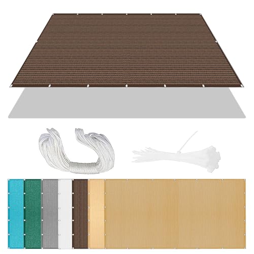 Sonnensegel Sonnenschutz 2.5 x 3.4 m Rechteckig Atmungsaktiv 98% UV Schutz Windschutz Überdachung Plane mit Ösen Und Befestigungsseile für Garten Terrasse, braun von AMZERO