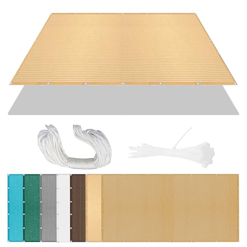Sonnensegel Sonnenschutz 2.6 x 3.8 m Rechteckig Atmungsaktiv 98% UV Schutz Windschutz Überdachung Plane mit Ösen Und Befestigungsseile für Garten Terrasse, Creme Farben von AMZERO