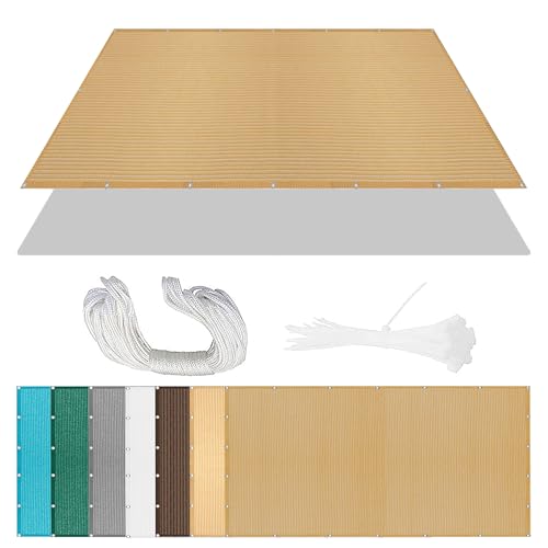 Sonnensegel Sonnenschutz 3.1 x 3.1 m Rechteckig Atmungsaktiv 98% UV Schutz Windschutz Überdachung Plane mit Ösen Und Befestigungsseile für Garten Terrasse, Sandgelb von AMZERO