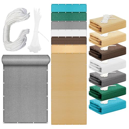 Sonnensegel mit Ösen Atmungsaktiv 1.8 x 3 m Rechteckig Atmungsaktiv 98% UV Schutz Segel Baldachin Segeltuch Stoff mit Spannseilen mit Ösen für Außenbereich Garten, Hellgrau von AMZERO