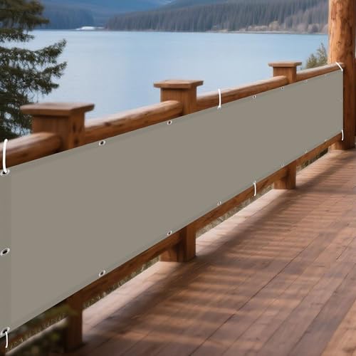 Wasserdicht Sonnensegel 50 x 350 cm Rechteckig Wasserdicht 98% UV Schutz Markise Balkon Ohne Bohren inkl Befestigungsseile für Patio Hinterhof Rasengarten, Taupe von AMZERO