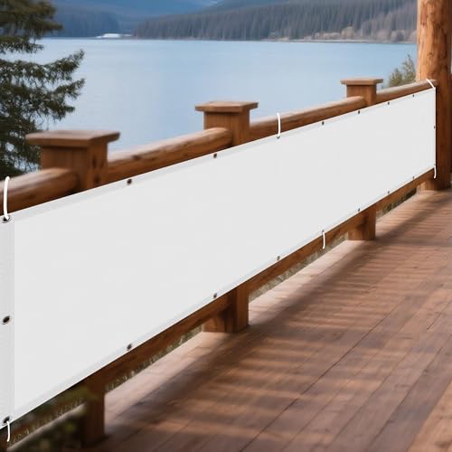 Wasserdicht Sonnensegel 85 x 250 cm Rechteckig Wasserdicht 98% UV Schutz Markise Balkon Ohne Bohren inkl Befestigungsseile für Patio Hinterhof Rasengarten, Weiß von AMZERO