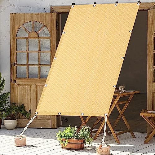 Balkonbespannung reißfest 3.8 x 3.8 m,Atmungsaktiv Sonnenschutz Windschutz, Sonnenschutz Sonnensegel Rechtwinklig,Wetterschutz Sonnendach, für Garten, Balkon, Camping, Beige von AMZGONG