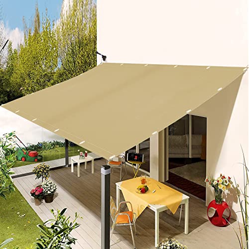 Sonnensegel Sonnenschutz 2.6 x 3.2 m,HDPE Atmungsaktiv & UV Schutz Sonnenschutz, Sonnensegel Befestigung Edelstahl,HDPE Sichtschutz Garten, für Garten, Balkon, Camping, Beige von AMZGONG