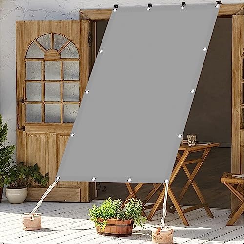 Sonnensegel Sonnenschutz Segel 2 x 3.5 m,Atmungsaktiv Sonnenschutz Windschutz, Sonnensegel für Gartenpavillon Sunset,Sonnensegel quadratisch, für Garten, Balkon, Camping, Hellgrau von AMZGONG