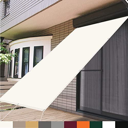AMZHU Sonnenschutz Segel 1.8x3M Windschutz Rechteck Balkon Outdoor Pergola PES Polyester 98% UV-Block Reißfestem mit Edelstahl Zubehör, Elfenbein, 21996 von AMZHU