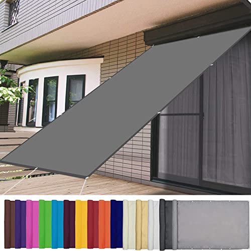 AMZHU Sonnensegel 1x1.6M Windschutz Rechteck Balkon Outdoor Pergola PES Polyester 98% UV-Block Reißfestem mit Edelstahl Zubehör, Hellgrau, 21996 von AMZHU