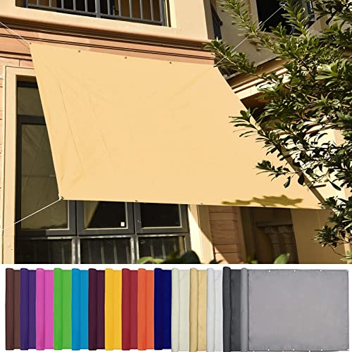 AMZHU Sonnensegel Schattentuch 1.2x2.8M wetterbeständig Quadratisch Balkon Outdoor Pergola 98% UV Schutz Leinen 100% Reißfestes inkl Befestigungsseile, Cream Color, von AMZHU