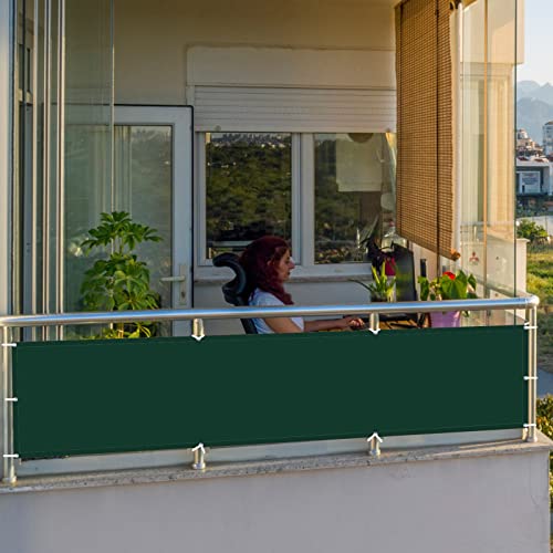 Balkon Sichtschutz Seitenmarkise 50 x 600 cm mit Ösen Kabelbinder Wetterfest Pergola PB2 PES 100% Polyester für Seite den Balkon Garten Terrasse, Dunkelgrün von AMZHU