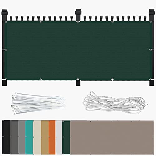 Balkonbespannung 80 x 800 cm UV-Schutz Wetterfester 100% Privatsphäre Markisen HDPE aus Starken Material für Balkon Garten Balkongeländer, Dunkelgrün von AMZHU