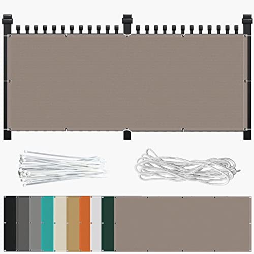 Sichtschutz Balkon Zaunblende 110 x 850 cm Wetterschutz Wasserfest Windfest Schattenspender HDPE aus Starken Material für Seite den Balkon Garten Terrasse, Khaki von AMZHU