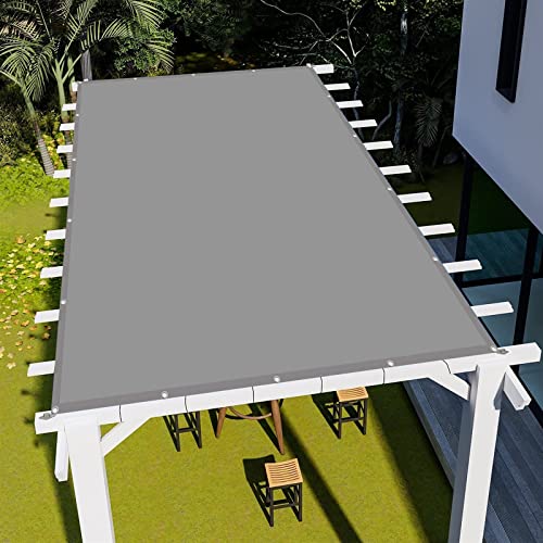 Sonnensegel Quadrat 1.2x5M Windschutz Rechteck Schwimmbäder Party Sunsegel Schattenspender PES Polyester 98% UV-Block mit Edelstahl Zubehör, Hellgrau von AMZHU