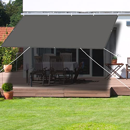 Sonnensegel Quadrat 3 x 5 m wetterbeständig Quadratisch Balkon Outdoor Sunsegel Schattenspender PES Polyester 98% UV-Block mit Edelstahl Zubehör, Dunkelgrau von AMZHU