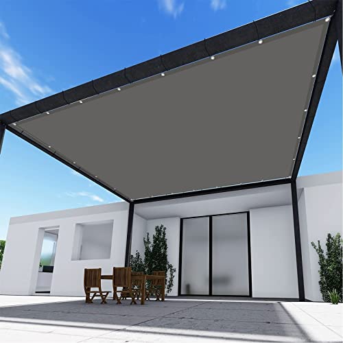 Sonnensegel Quadratisch 3.5x3.5M wasserabweisend Quadrat Balkon Outdoor Sunsegel Schattenspender PES Polyester 98% UV-Block mit Edelstahl Zubehör, Dunkelgrau von AMZHU
