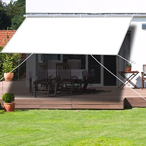 Sonnensegel Schattentuch 4 x 4.5 m wasserabweisend Quadrat Garten Blumen Pflanze Segeltuch Pergola 98% UV Schutz Leinen inkl Befestigungsseile, Weiß von AMZHU