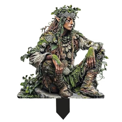 2D Forest Garden Stake Garden Fairy Stake for Outdoor -Accessoires (sitzender Elf) von AMZLORD